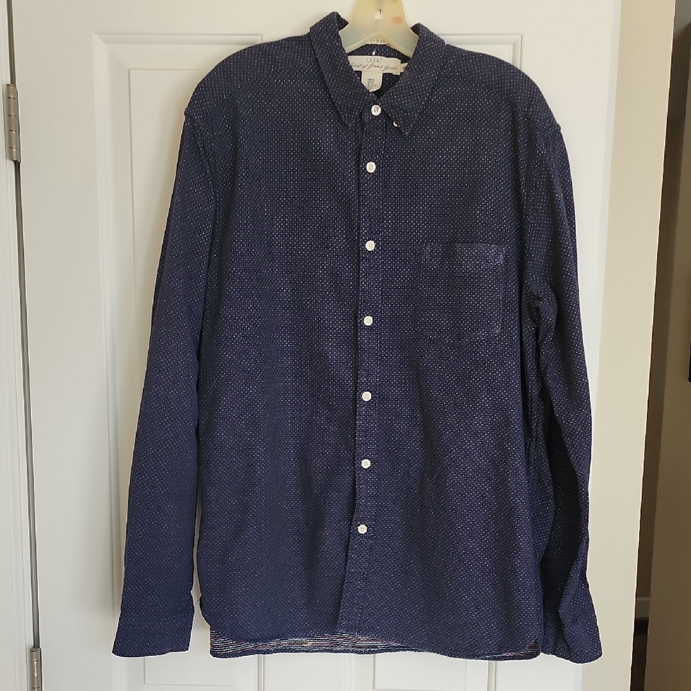 H&M Mens Navy Casual Button-Down Shirt